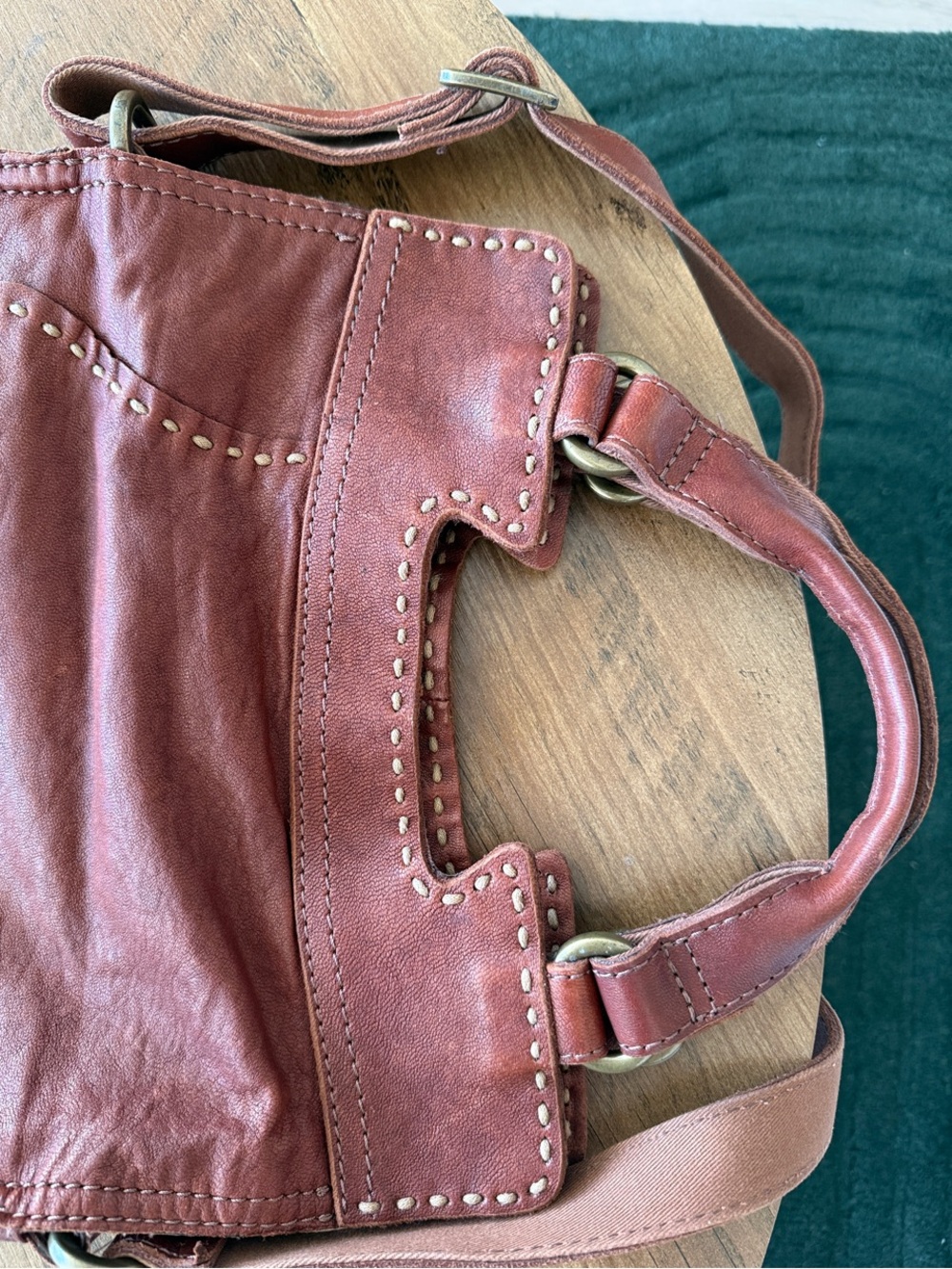 NWOT Lucky Brand Abbey Road Leather Crossbody Messenger Bag in Rustic Brown - Picture 6 of 6